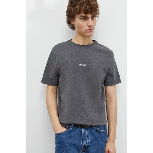 Les Deux Bombažna kratka majica moški, siva barva