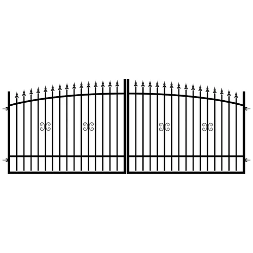 x vrata za ogradu monica, pocinčano željezo (350 150 cm, crne boje)