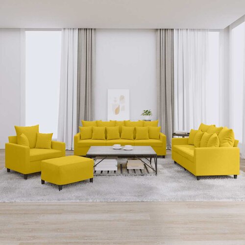 vidaXL 4-dijelni set sofa s jastucima žuti bar&scaron;unasti Žuta Cijene