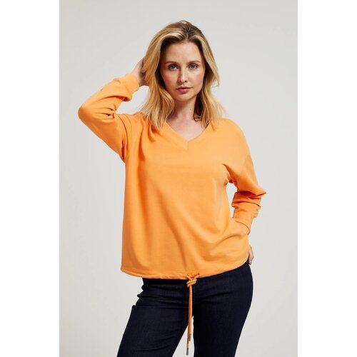 Moodo Women&amp;#039;s sweatshirt with V-neck and tie - orange Slike