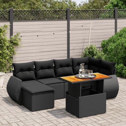 vidaXL 6-dijelni set vrtnih sofa s jastucima crni od poliratana Cijene