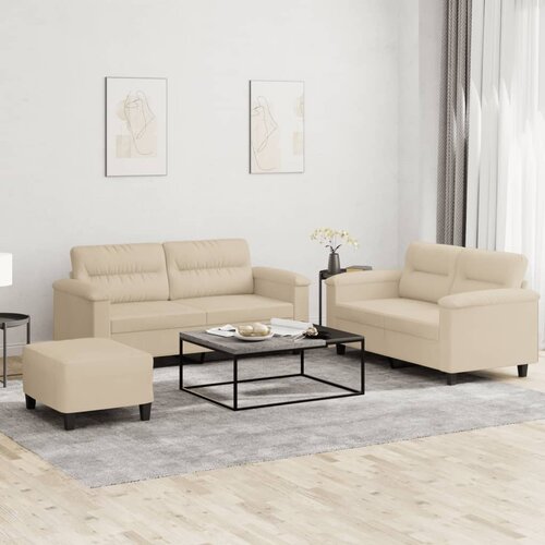  3-dijelni set sofa s jastucima krem od mikrovlakana Cijene