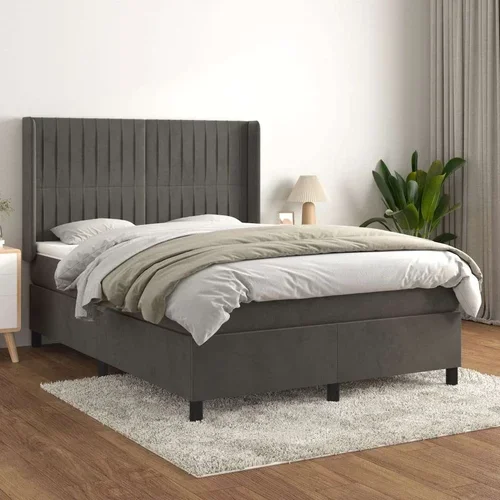  Box spring posteljni z vzmetnico temno siv 140x190 cm žamet, (20894106)