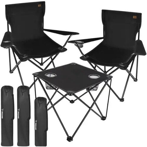 Trizand Set sklopivih kamping stolica i stola 2+1 crni Slike