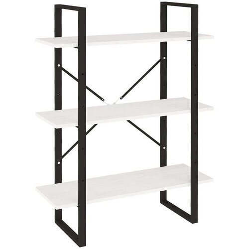 VidaXL Knjižna omara 3-nadstropna bela 80x30x105 cm trdna borovina Slike