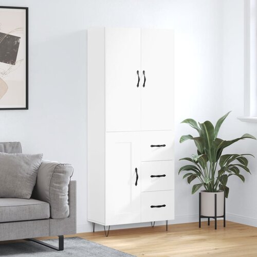 vidaXL Visoka omara bela 69,5x34x180 cm inženirski les Cene