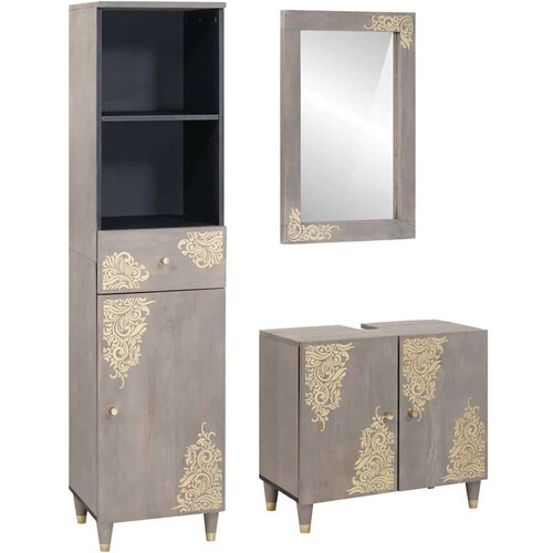  Komplet pohi&scaron;tva za kopalnico 3 pcs Siva 62 x 33 x 58 cm, (5000064443) Cene
