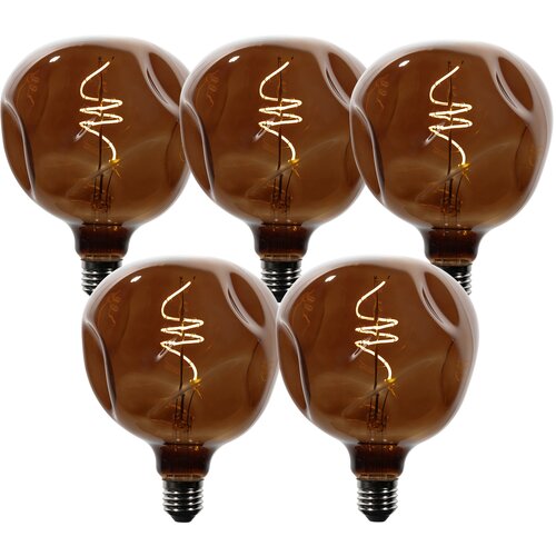 LUEDD Komplet 5 E27 zatemnitvenih LED žarnic T125 rjave barve 4W 120 lm 1800K Slike