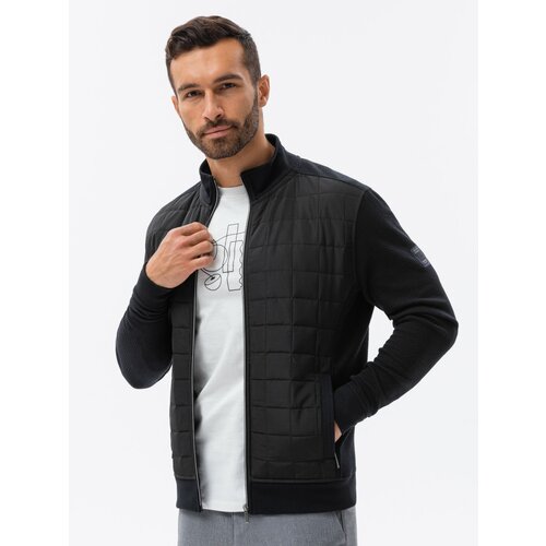 Ombre Men's unbuttoned jacket with quilted front - black Slike