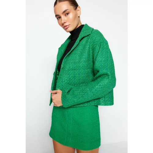 Trendyol Green Tweed Jacket Coat