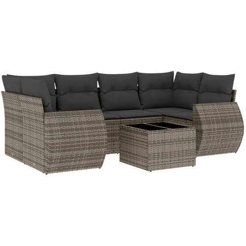  7-dijelni set vrtnih sofa sivi od poliratana Slike