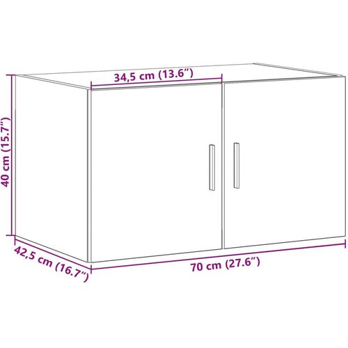 VidaXL Zidni ormarić boja hrasta 70x42,5x40 cm konstruirano drvo Slike
