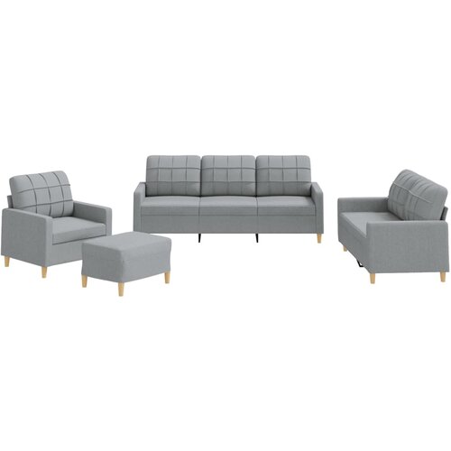 Maison Chic Sedežna garnitura - kavč 4-delna z blazinami svetlo sivo blago, (21729014) Cene