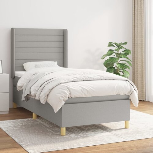  The Living Store Box spring postelja z vzmetnico svetlo siva 90x200 cm blago - Box Spring Postelja, (21448990) Slike
