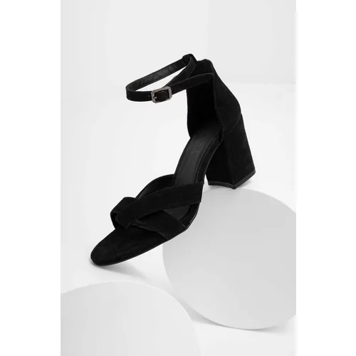 Answear Lab Sandale od brušene kože boja: crna