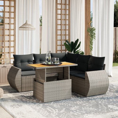 vidaXL 6-dijelni set vrtnih sofa od poliratana s jastucima sivi Cijene