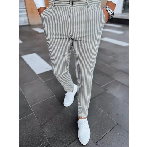 DStreet Men's Light Grey Striped Chino Trousers Slike