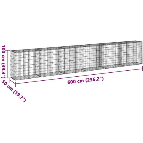  Gabionska ko&amp;scaron;ara s poklopcem 600x50x100 cm pocinčano željezo Slike