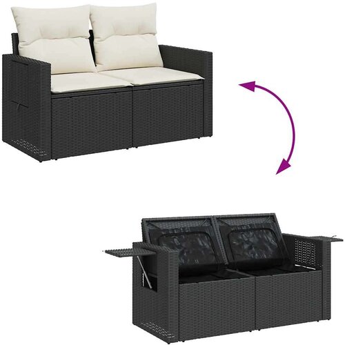 VidaXL 8-dijelni set vrtnih sofa od poliratana s jastucima crni Slike