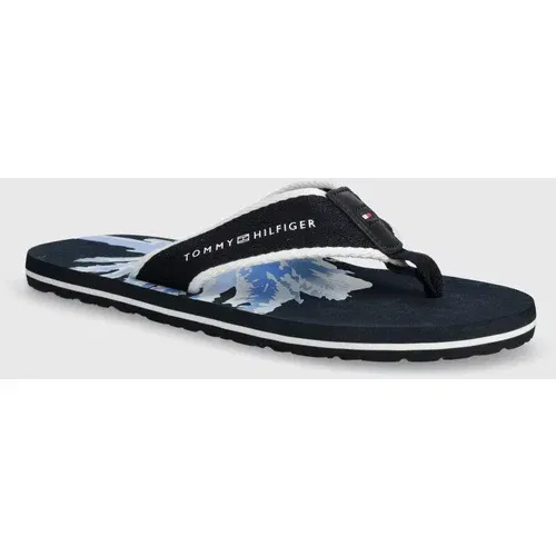 Tommy Hilfiger Japonke PALM PRINT BEACH SANDAL moške, mornarsko modra barva, FM0FM05026