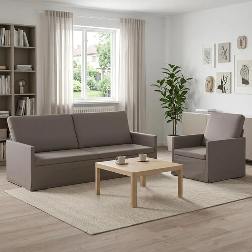  Set sofe 2 pcs Sivosmeđa Tkanina - Sivosmeđa 1-sjedalni + 3-sjedalni (180 cm) Cene
