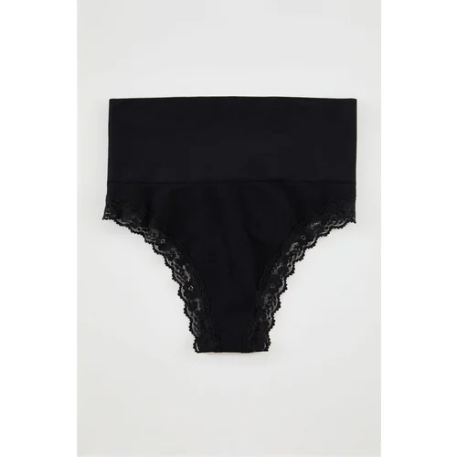 Trendyol Black Seamless Lace Detailed Thong Knitted Panties