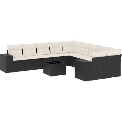 vidaXL 11-dijelni set vrtnih sofa od poliratana s jastucima crni Cijene