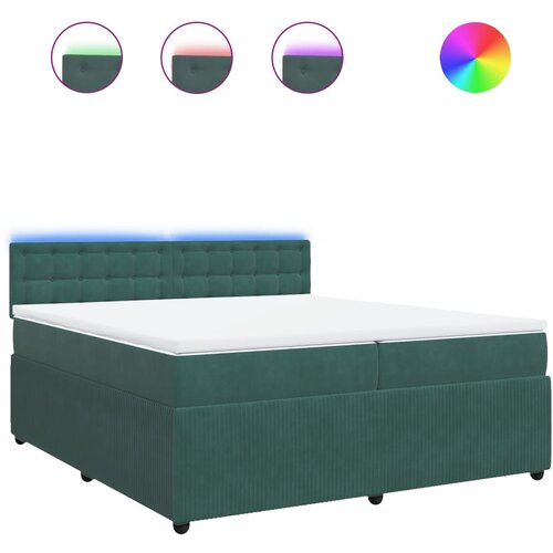 vidaXL Box spring postelja z vzmetnico temno zelena 200x200 cm žamet, (21304873) Cene