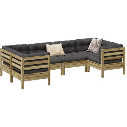  6-dijelni set vrtnih sofa od impregnirane borovine s jastucima Slike