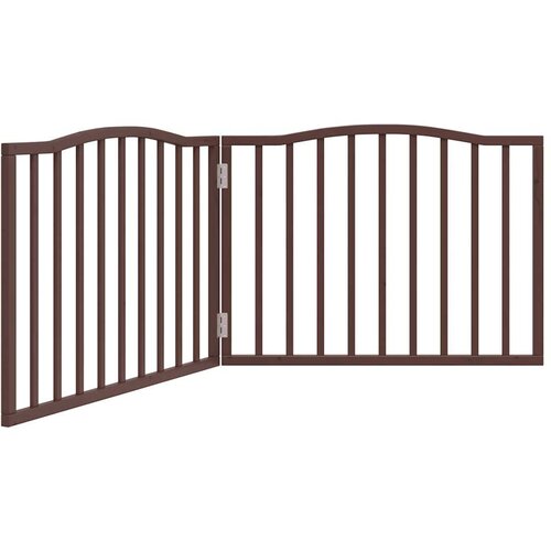 VidaXL Vrata za pse zložljiva 2 panela rjava 160 cm topolovina, (5000179173) Slike