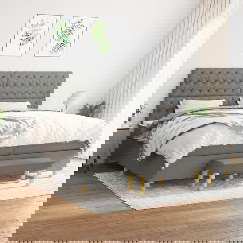The Living Store Box spring postelja z vzmetnico temno siva 200x200 cm blago - Box Spring Postelja, (21519414) Slike