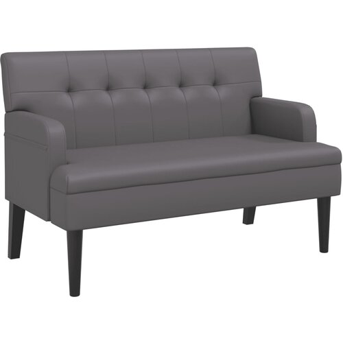  Klupa s naslonom siva 112 x 65,5 x 75 cm od umjetne kože Slike