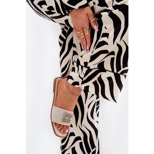 Boto Elegant Women's Slippers With Decoration On Flat Heel Beige Lovehia Cene