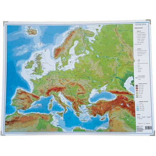 MAPA Zemljevid namizni evropski obojestranski 64x49 cm plastificiran trsat 1873 Cene