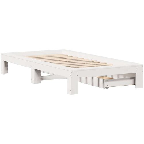 VidaXL Okvir kreveta bez madraca bijeli 75 x 190 cm masivna borovina Slike