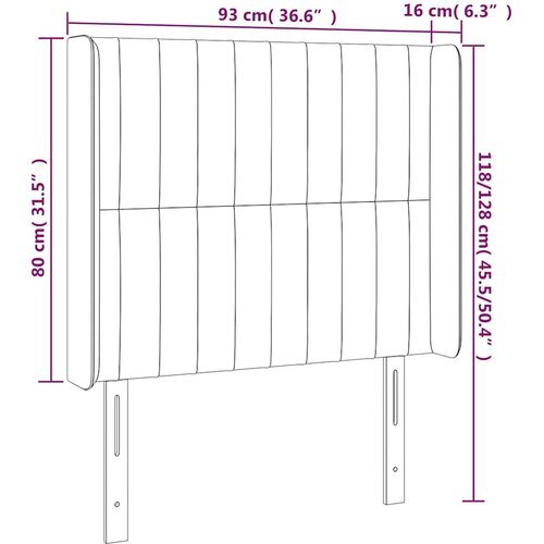  LED uzglavlje krem 93 x 16 x 118/128 cm od tkanine Slike