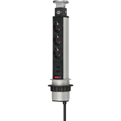 Brennenstuhl 3-stranski napajalni trak USB Power Charger z električnim polnilom z dvosmernim polnilnikom USB Razdelilna letev v obliki stolpa 3-delna črna/siva, va, (20828955) Cene