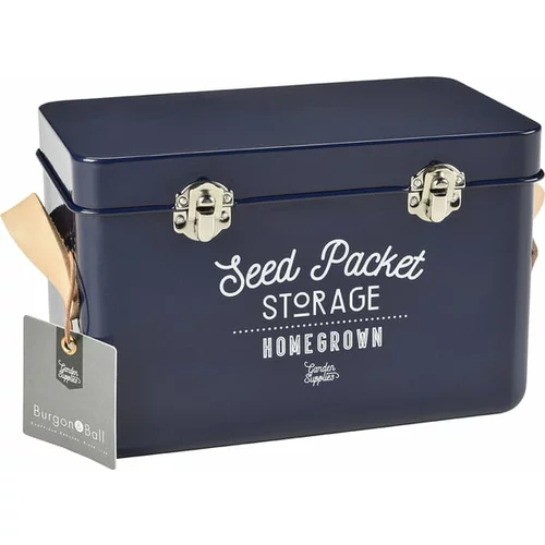 Burgon & Ball Škatla za semena z usnjenimi ročaji - atlantsko modra