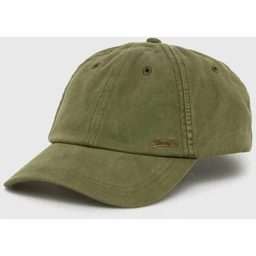 Superdry Bombažna bejzbolska kapa zelena barva