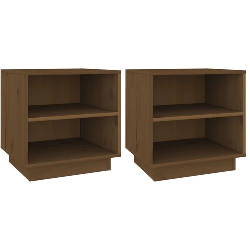Maison Chic Dvo delni komplet Nočne omarice - Nočne mize medeno rjava 40x34x40 cm trdna borovina, (21687335) Slike