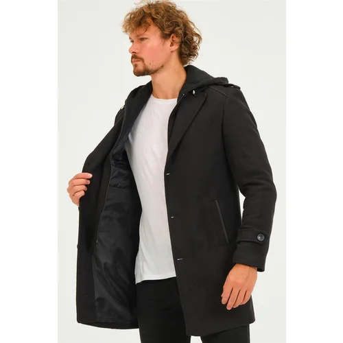 Dewberry PLT8401 MEN'S COAT-DIAGONAL BLACK