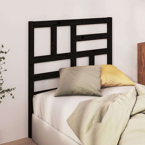  Uzglavlje za krevet crno 106 x 4 x 104 cm od masivne borovine Slike