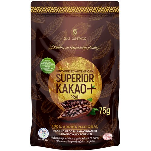 Just Superior Superior kakao prah Arriba Nacional, 75g Slike