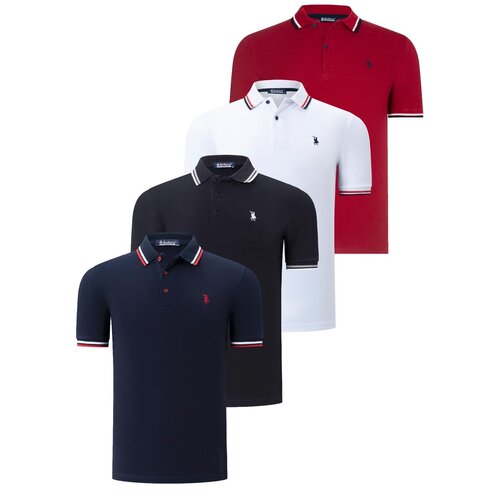 Dewberry QUAD SET T8594 MENS T-SHIRT-BLACK-WHITE-NAVY BLUE-BURGUNDY Cene