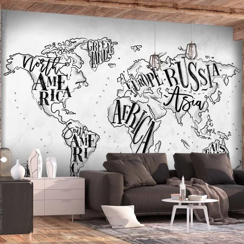  Samoljepljiva foto tapeta - Retro Continents (Grey) 196x140