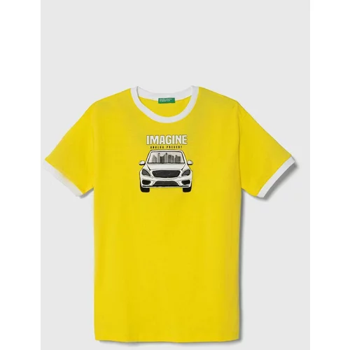 United Colors Of Benetton Otroška bombažna kratka majica rumena barva