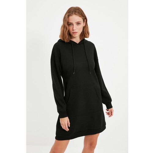 Trendyol black recycle sweat knitted dress Slike