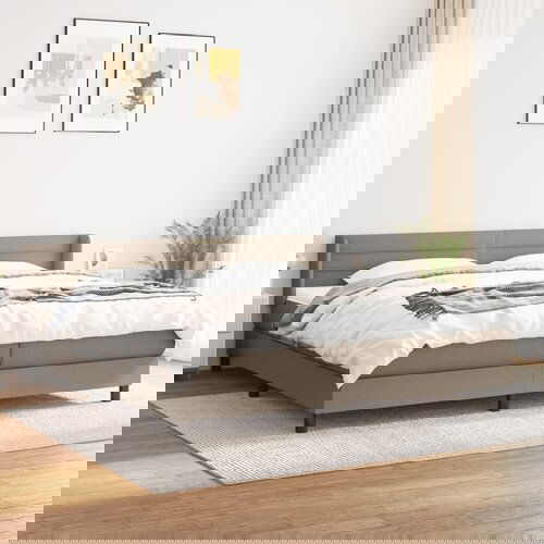 vidaXL Krevet s oprugama i madracem smeđesivi 200x200 cm od tkanine Cijene