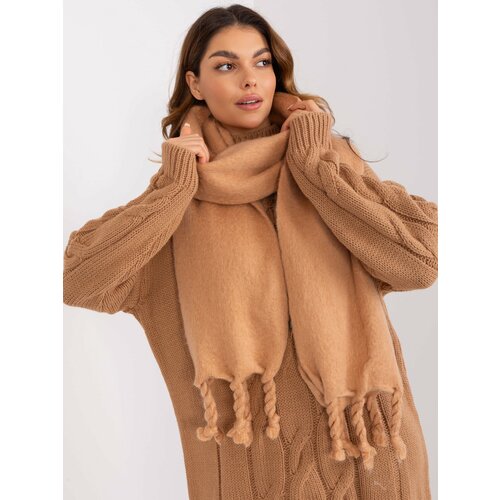 Fashion Hunters Camel smooth scarf with fringe Slike