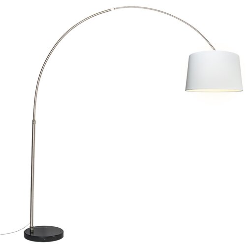 QAZQA Obločna svetilka jeklena tkanina senčnik bela 45 cm - XXL Cene